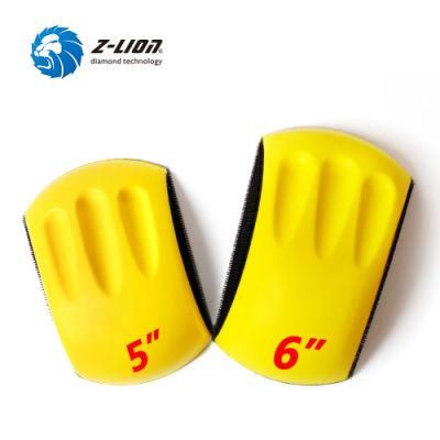 5&quot; 6&quot; Mouse Shape Yellow PU Foam Hook &amp; Loop Backing Pad Holder Hand Polishing Pad