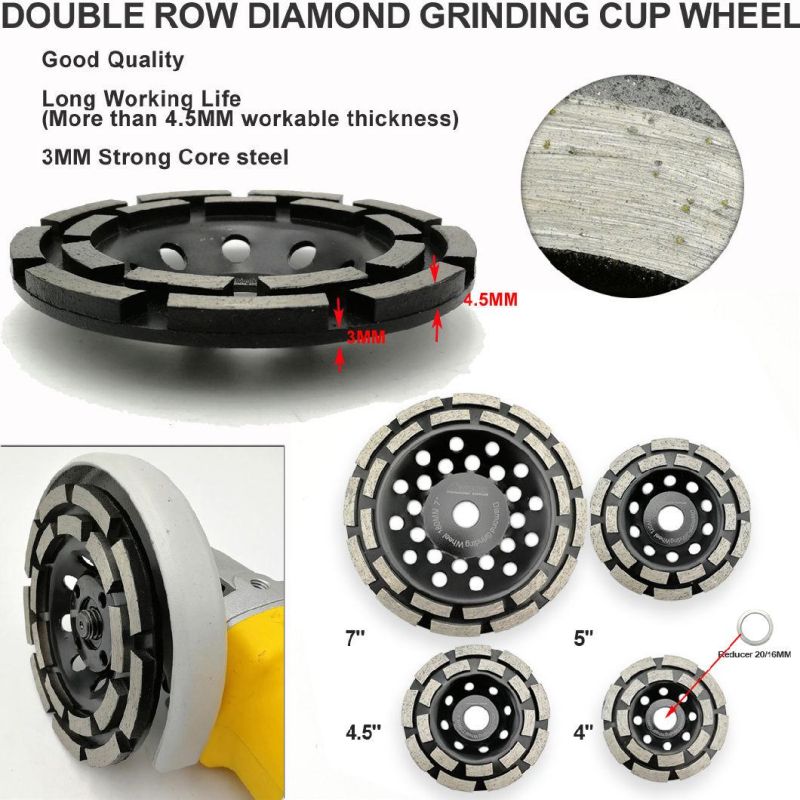 Diamond Double Row Grinding Cup Wheel for Concrete, Masonry, Granite Marble