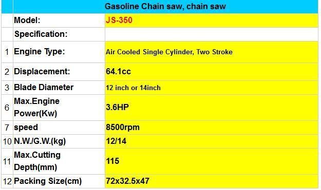 Js-350 Petrol Power Cutting Concrete Cut off Saw