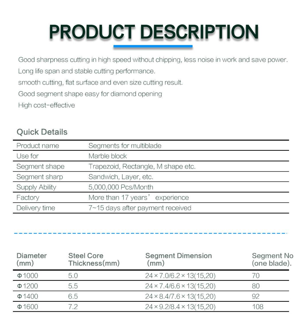 6.5mm Multi Cutting Blade Multiblade Diamond Segments Cutting Granite&Marble