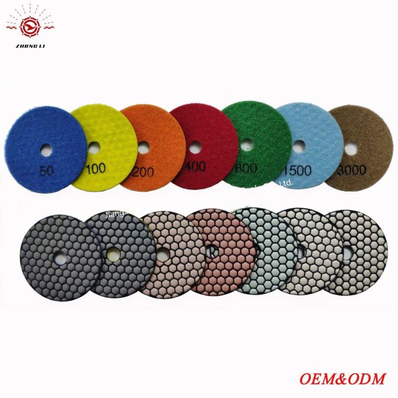 Flexible Resin Dry Diamond Floor Polishing Pads for Granite Marble