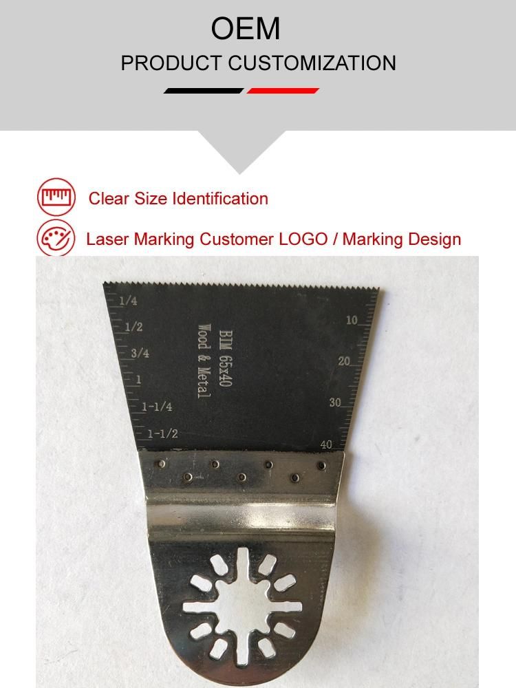 65X40mm Bim Oscillating Multi Tool with Closed Connection for Cutting Metal and Wood Saw Blades