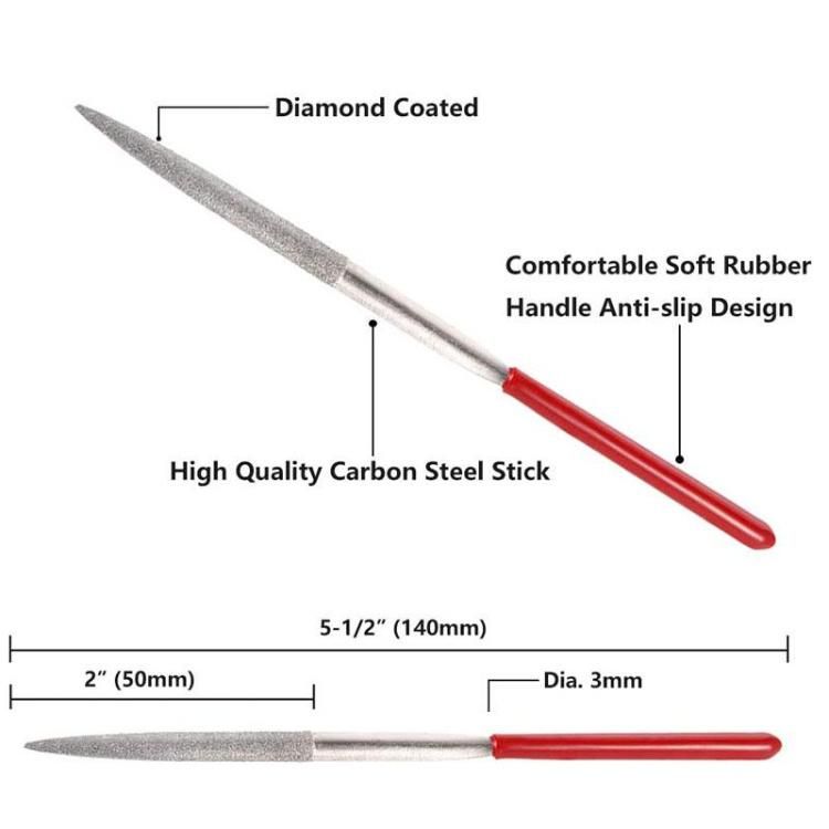 Diamond Hand File Tools 140 mm Electroplated Diamond Half Round Needle File for Wood Metal Work