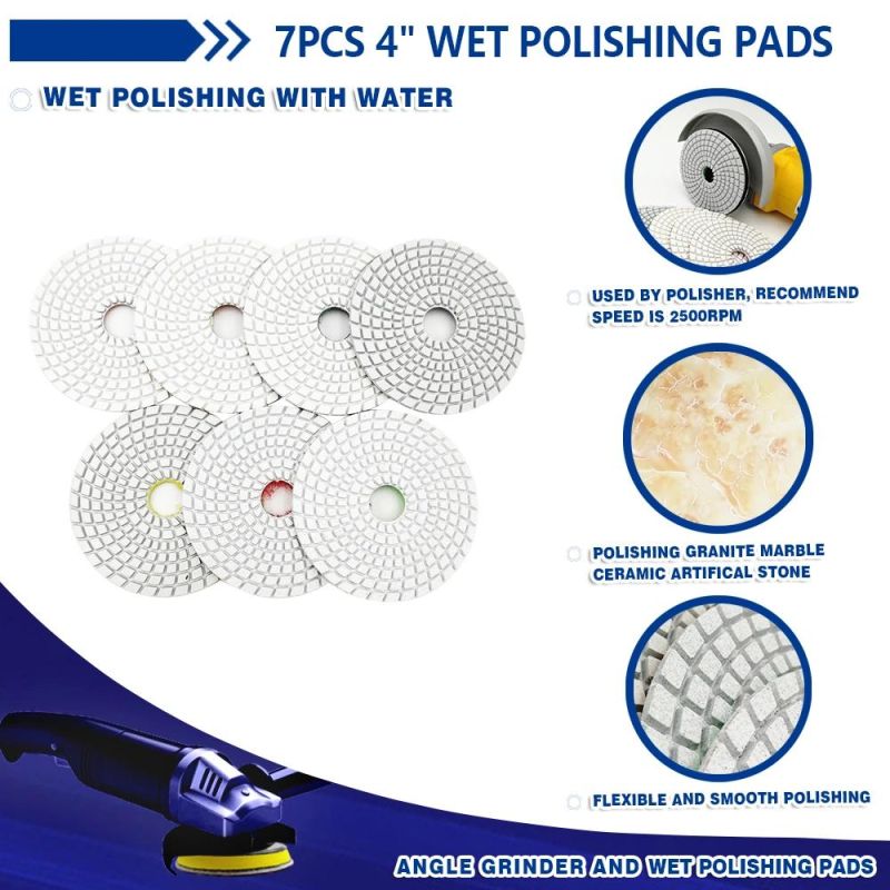 3PCS/Set 4" Flower Type 3 Step Diamond Polishing Pad for Granite