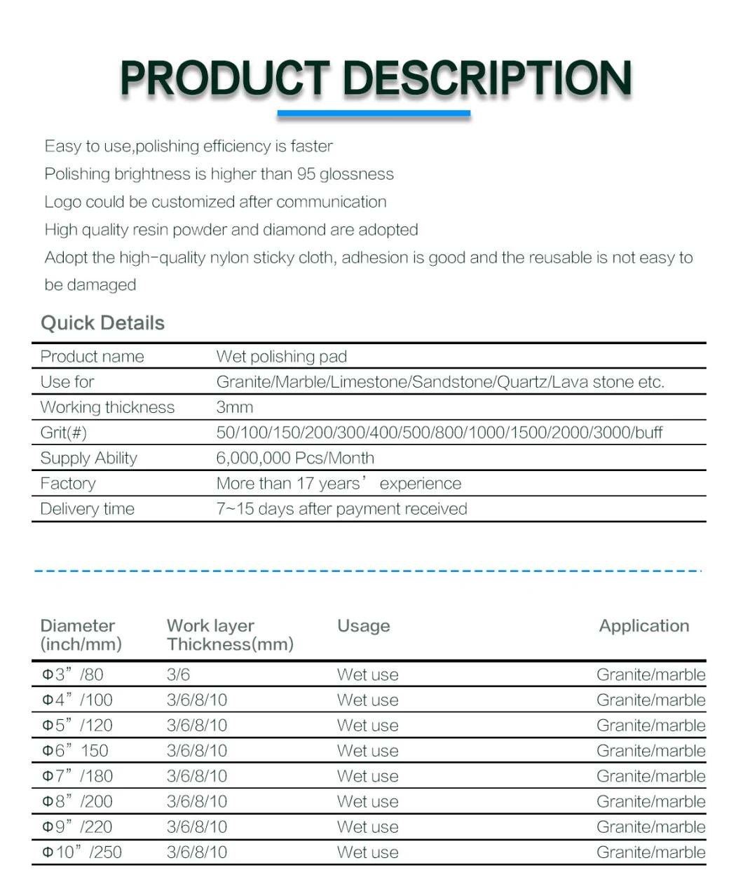 Linxing Flexible Polishing Pads for Wet Use Long Service Life