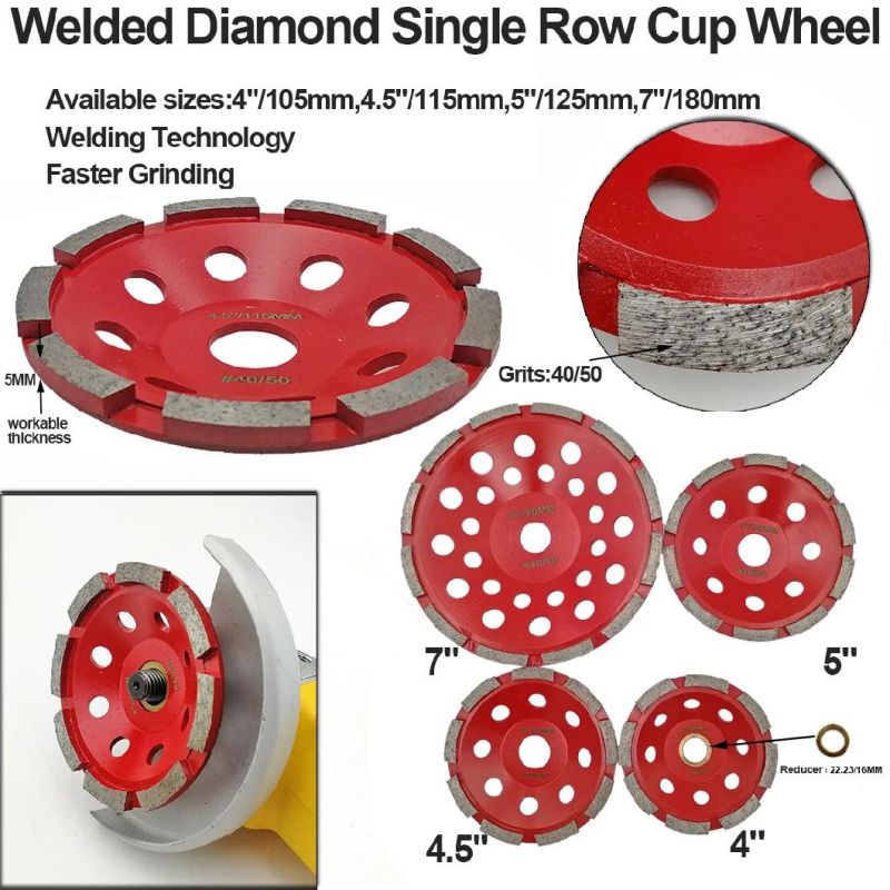 4"/4.5"/5"/7" Welded Diamond Double Row Cup Wheel for Concrete Abrasive Material