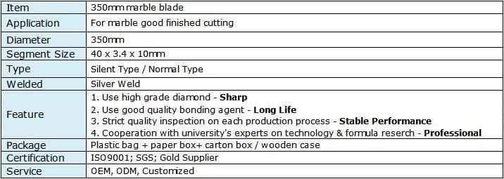 14 Inch Silent Cutting Circular Saw Blade for Marble