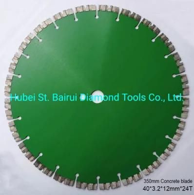 350mm 14inch Turbo Laser Welded Diamond Saw Blade for Cutting Reinforced Concrete Ashpalt Wall Road Constrction.