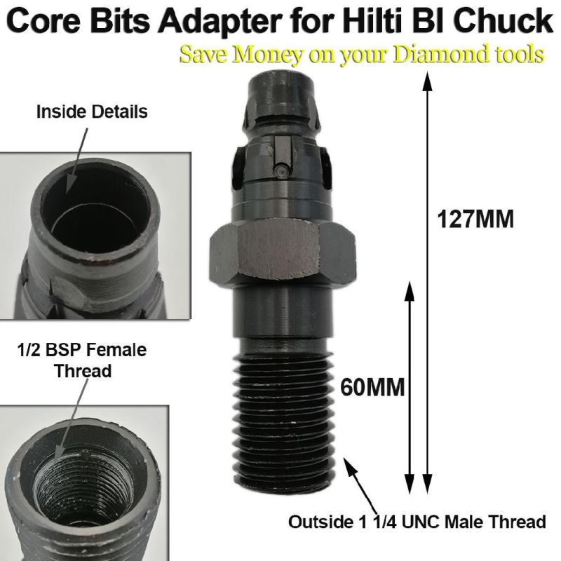 Quick Disconnect Male Spline to 1-1/4"- 7 Thread Hilti Core Drill Bit Adapter for Hilti Drill Machine Dd100