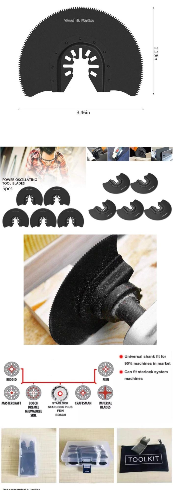 5PCS 88mm Semi-Circular Oscillating Multi Tool High Carbon Steel Saw Blade Accessories Set