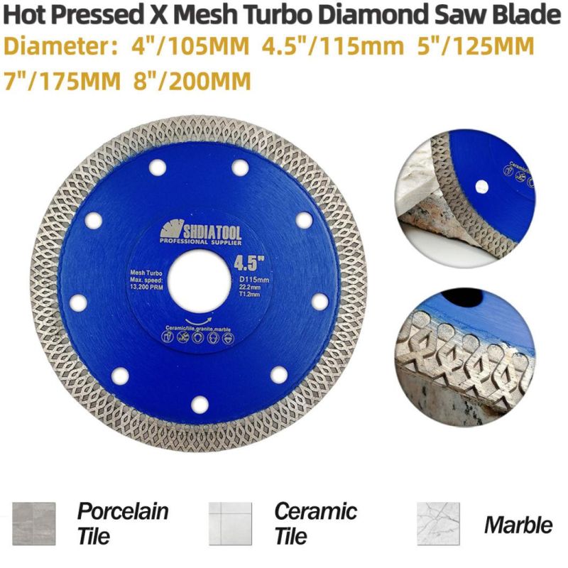 Hot Pressed Sintered X Mesh Turbo Diamond Blade for Tile Marble