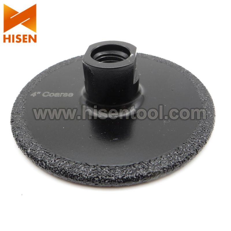 100mm Premium Vacuum Brazed Diamond Cup Wheel for Stone with Grit 30/40#