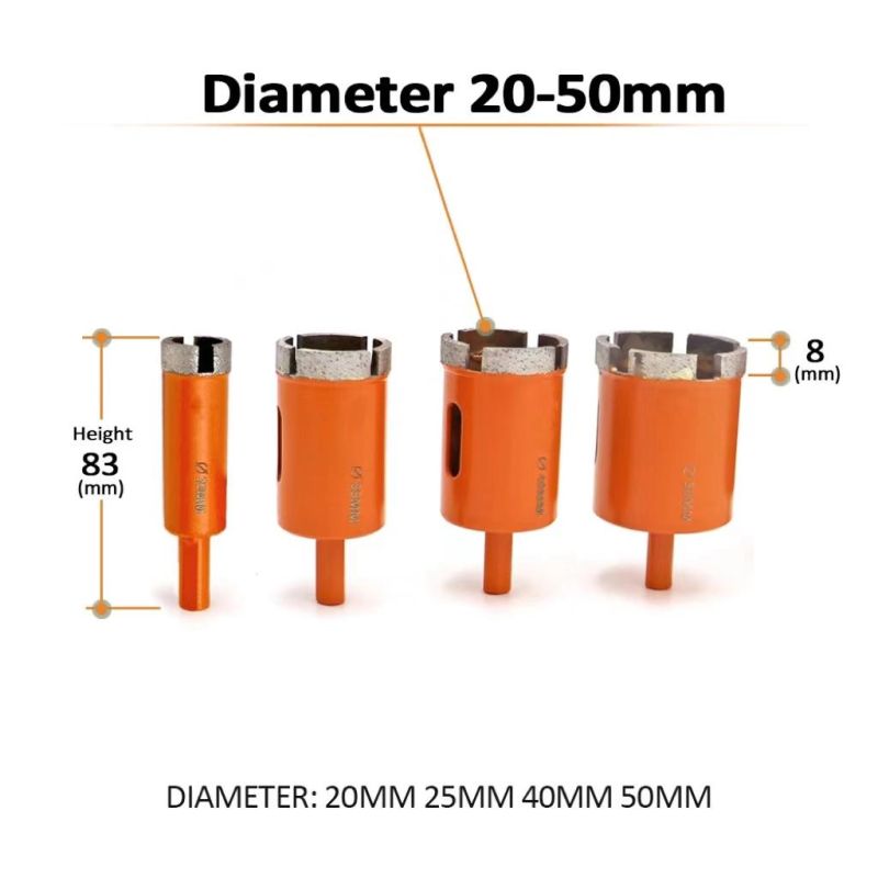 Welded Diamond Drilling Core Bits (Wet) for Drilling Marble, Granite Drilling Bits Hole Saw Cutter