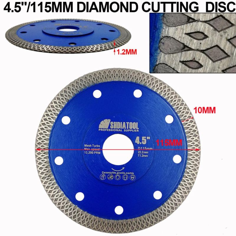 105/115/125mm Diamond Disc Hot Pressed Sintered Mesh Turbo Diamond Circular Saw Blade for Marble Porcelain Ceramic Granite