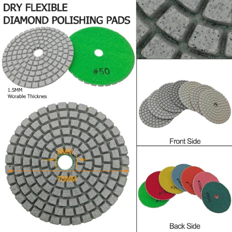 3"/80mm White Bond Wet Flaxible Diamond Polishing Pads for Marble & Granite