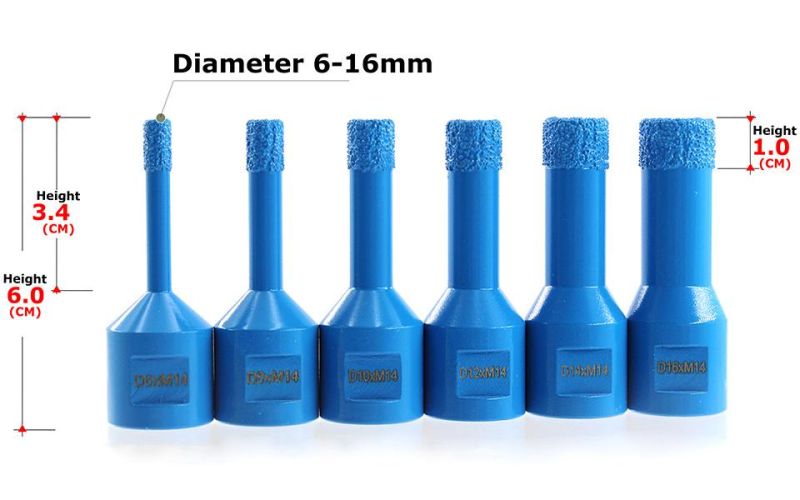 M14 Dry/Wet Vacuum Brazed Diamond Core Drill Bit for Stone/Granite/Marble/Ceramic/Angle Grinder