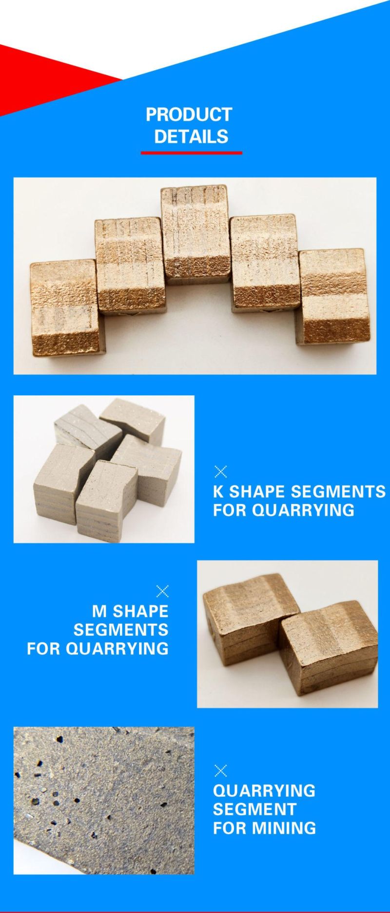 Stable Quality Performance Diamond Segment for Quarry with Smooth Cutting