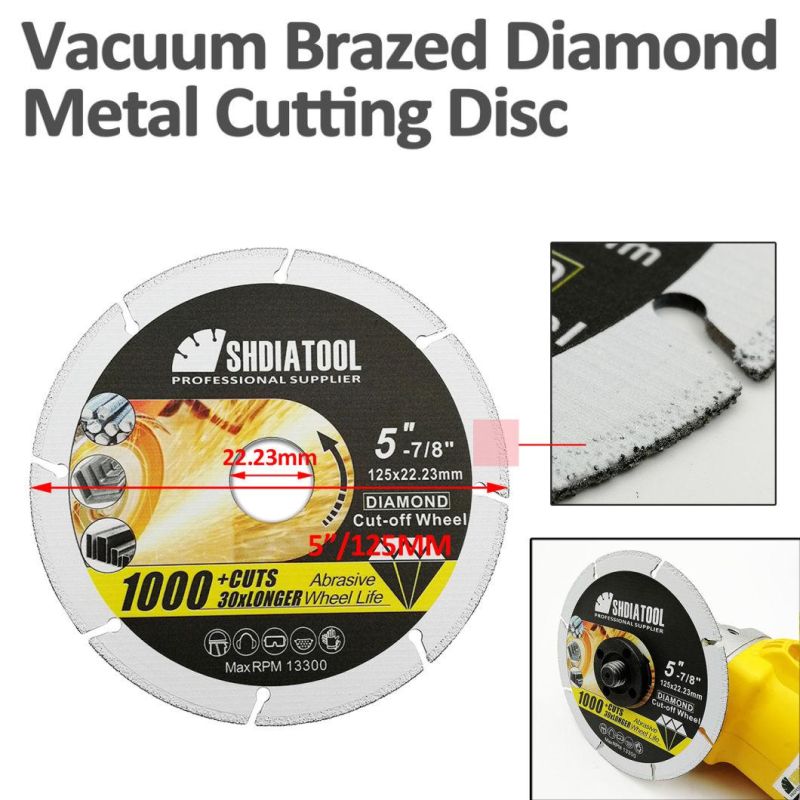 5′′ 125mm Vacuum Brazed Diamond Metal Cutting Disc Cut-off Wheel Blade