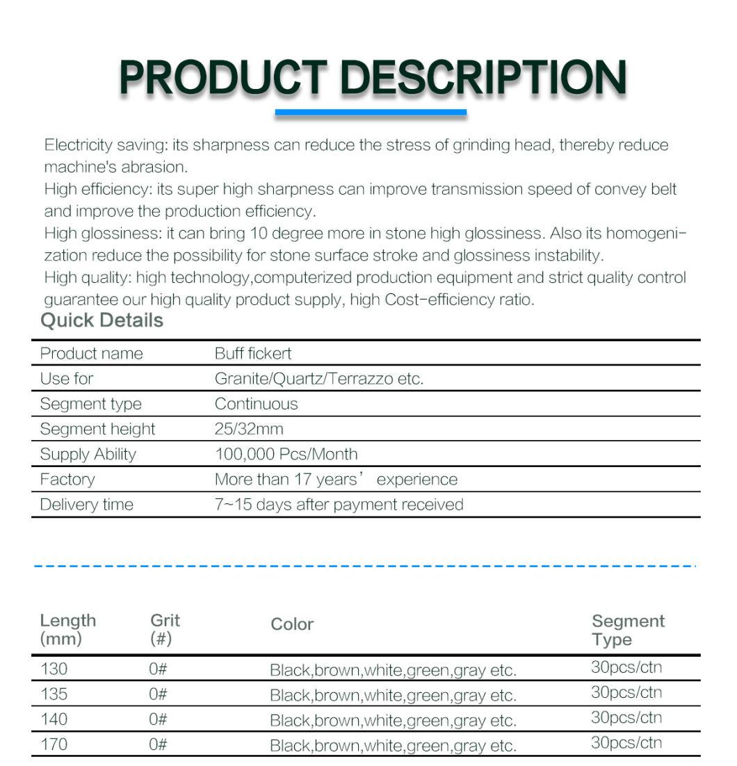 Super Fickert Type Abrasive Buff Tools for Granite&Quartz Stone Grinding