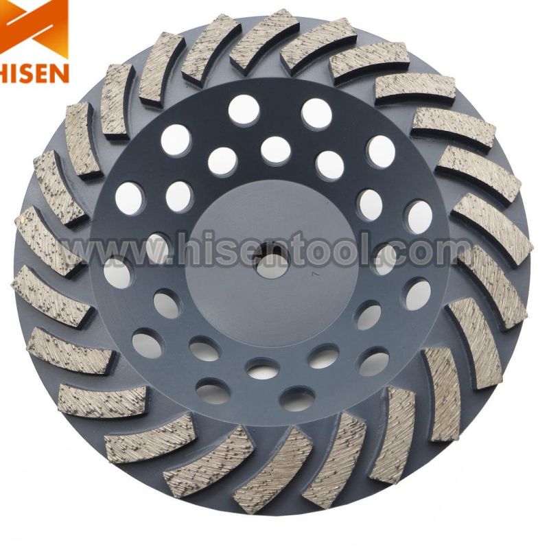 7" Spiral Pattern Diamond Cup Wheel for Concrete with 24 Segments