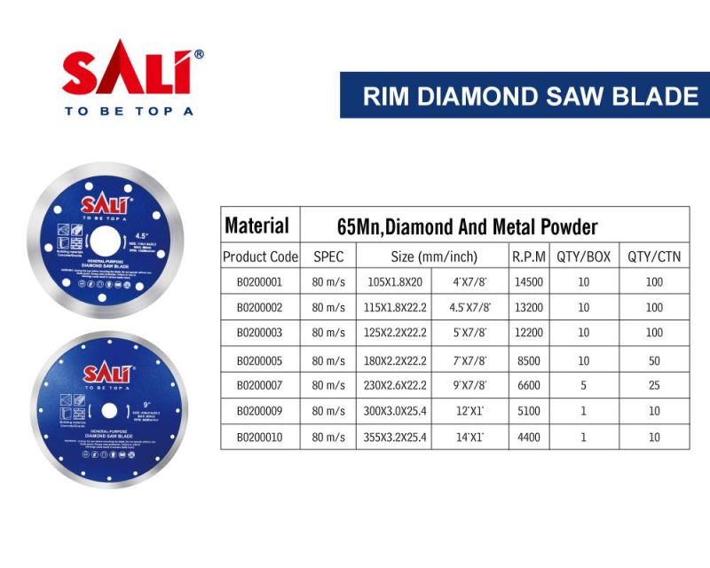 Sali 7inch 180*2.2*22.2mm High Quality Rim Diamond Saw Blade