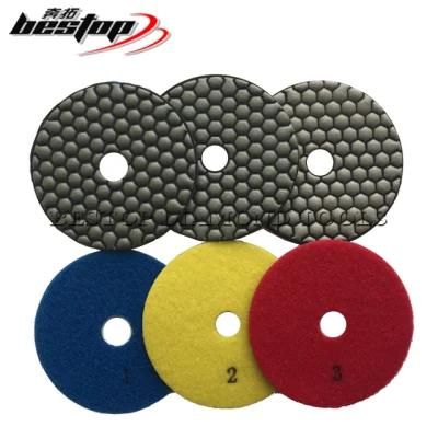 4 Inch Diamond 3 Steps Dry Flexible Polishing Pad