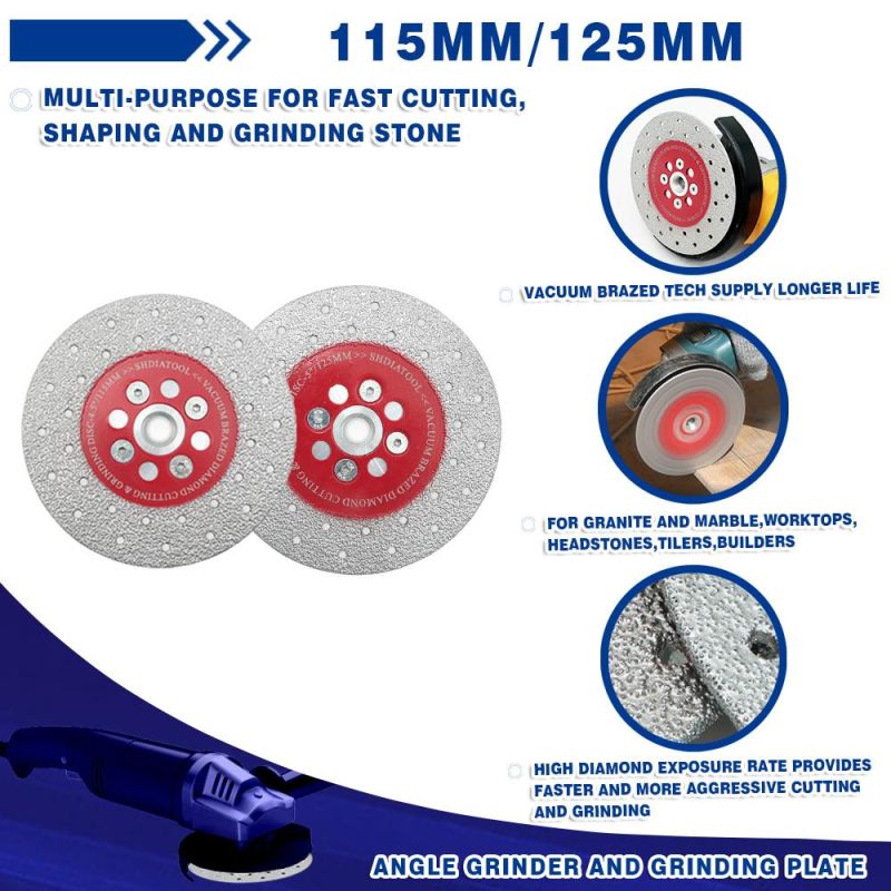 4"/4.5"/5"Premium Quality Double Sided Vacuum Brazed Diamond Cutting & Grinding Disc with 5/8-11 Flange