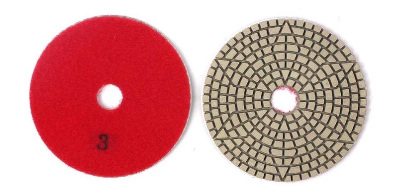 Zlion 4 Inch 3 Step Polishing Pads Stone Abrasive Grinding Wheel Wet Use for Granite Marble