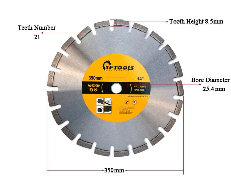 350mm Laser Welded Diamond Cutting Disc Granite Stone Saw Blade