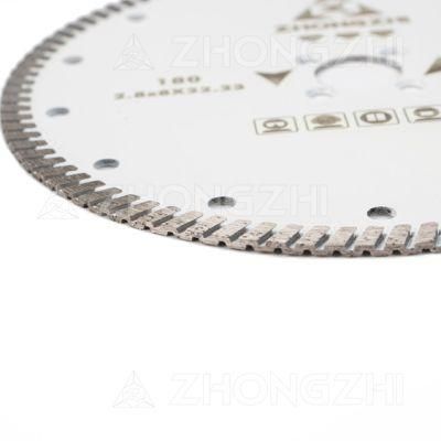 D180 Fast Cutting Sintered Diamond Narrow Continuous Turbo Rim Saw Blade for Stone Cutting