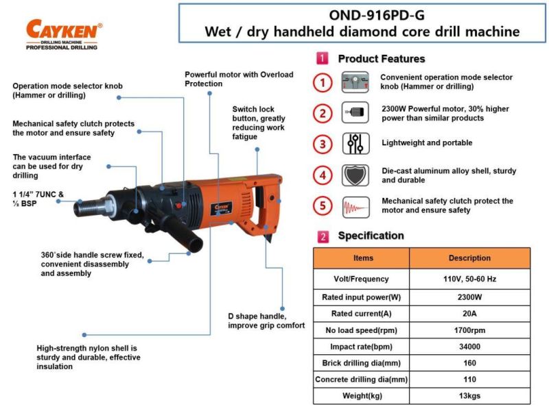 Cayken Scy-916pd Handheld Diamond Drilling Tools