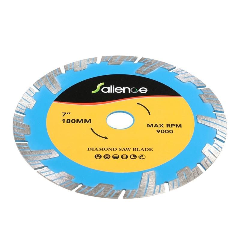 180mm 7 Inch Style Deep Teeth Diamond Circular Saw Blade with Productive Teeth for Dry and Wet Cutting Stone, Concrete, Granite