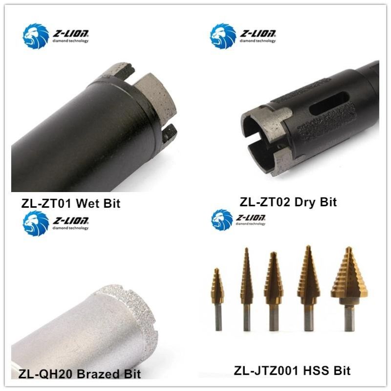 Z-Lion Diamond Wet Dry Core Bits Tile Drill for Stone Granite Marble Glass Ceramic Rock Masonry Reinforced Concrete Step Stainless Steel Wood Drilling