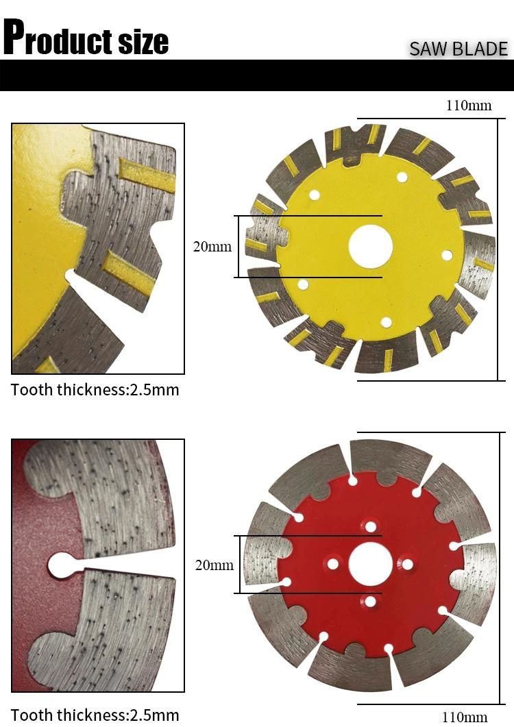 125X22.23mm Hot Press Sintered Diamond Saw Blade with Protective Teeth for Cutting Concrete Stone