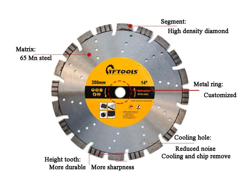 14 Inch 350 mm Diamond Cutter Blades for Cutting Asphalt Concrete