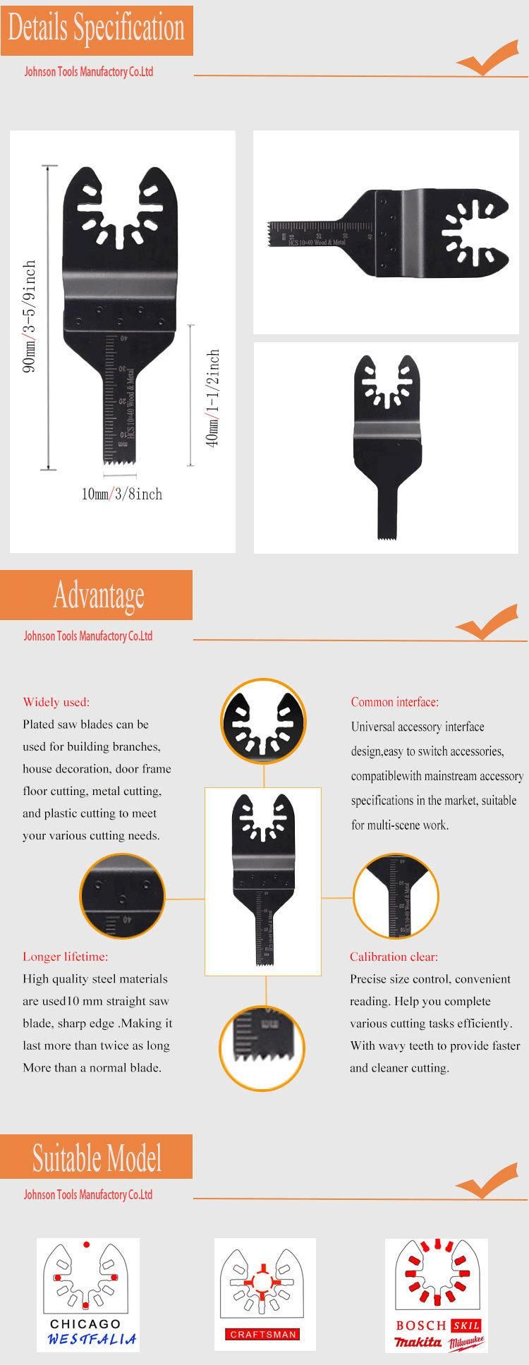 Buy 20mm Thin Multi-Fit Standard Hcs Oscillating Tool Blades for Drywall