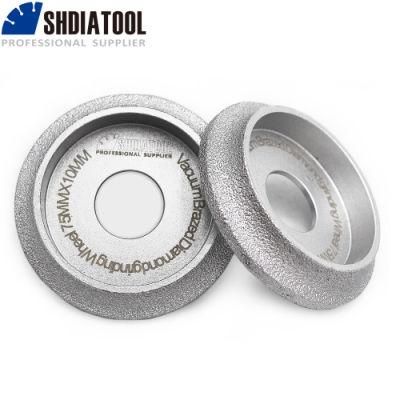 Shdiatool 75mm Vacuum Brazed Diamond Grinding Wheel for Demi-Bullnose Edge Profile Marble Granite Quartz Ceramics Artificial Stone and Glass