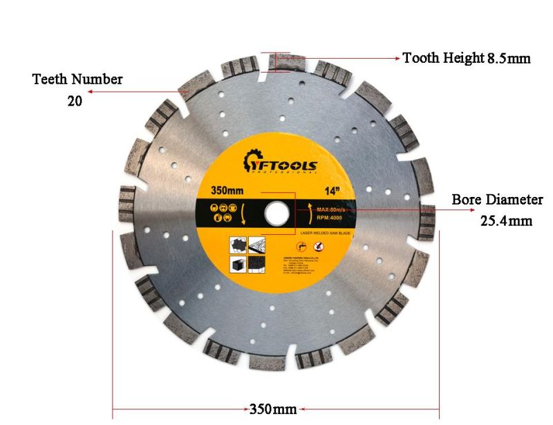 350mm Top Quality Laser Welded Diamond Cutting Disc Granite Stone Saw Blade