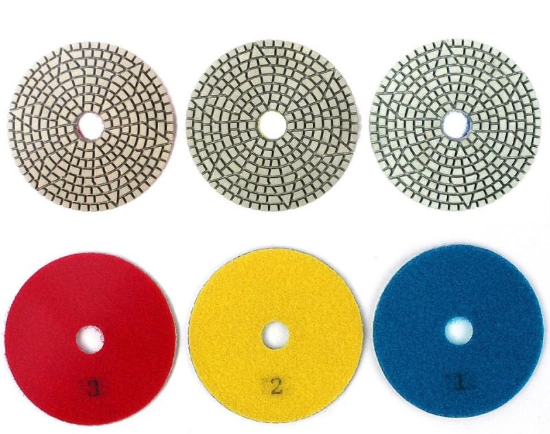 4" Diamond Abrasive Toolings 3 Step Polishing Pad for Stone Marble Grinding