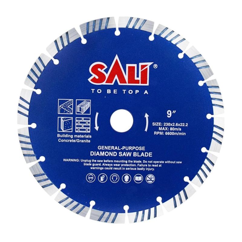 Sali 9inch 230*2.6*22.2mm High Quality Segment Turbo Diamond Saw Blade