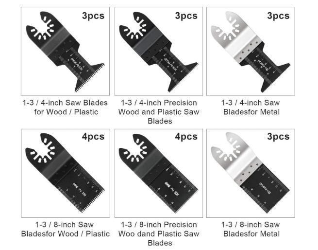 20PCS Mix Oscillating Multi Tool Quick Release Saw Blades Set for Wood, Plastic, Metal